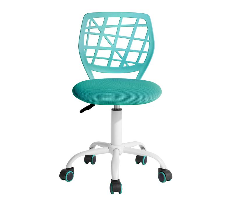 Chaise De Bureau Pivotante Réglable En Tissu Ergonomique Sans Accoudoirs Turquoise