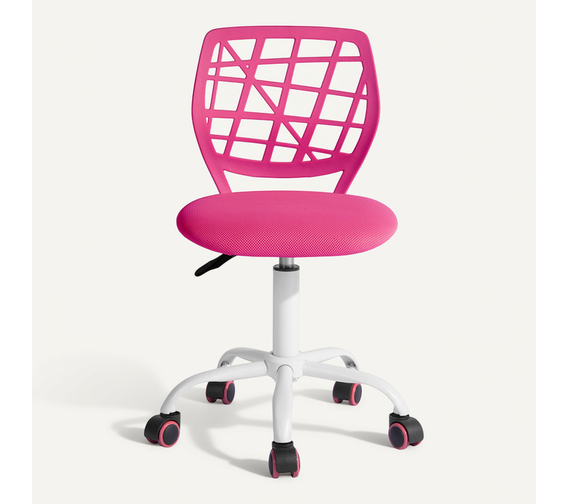 Chaise De Bureau Pivotante Réglable En Tissu Ergonomique Sans Accoudoirs Rose