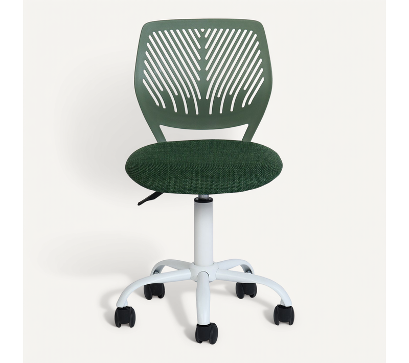Chaise De Bureau Pivotante Réglable En Tissu Ergonomique Sans Accoudoirs Vert Foncé