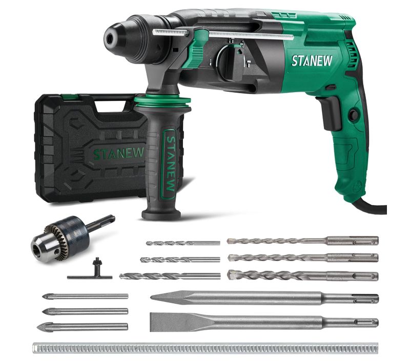 Perceuse Sds‐plus Filaire 950 W, 16 Accessoires, 0‐1150 Tr/min, 5100 Coups/min, Béton, Acier, Bois