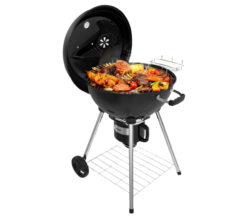 Barbecue Charbon De Bois 57 Cm Avec Couvercle, Idéal Pour 4 à 12 Personnes