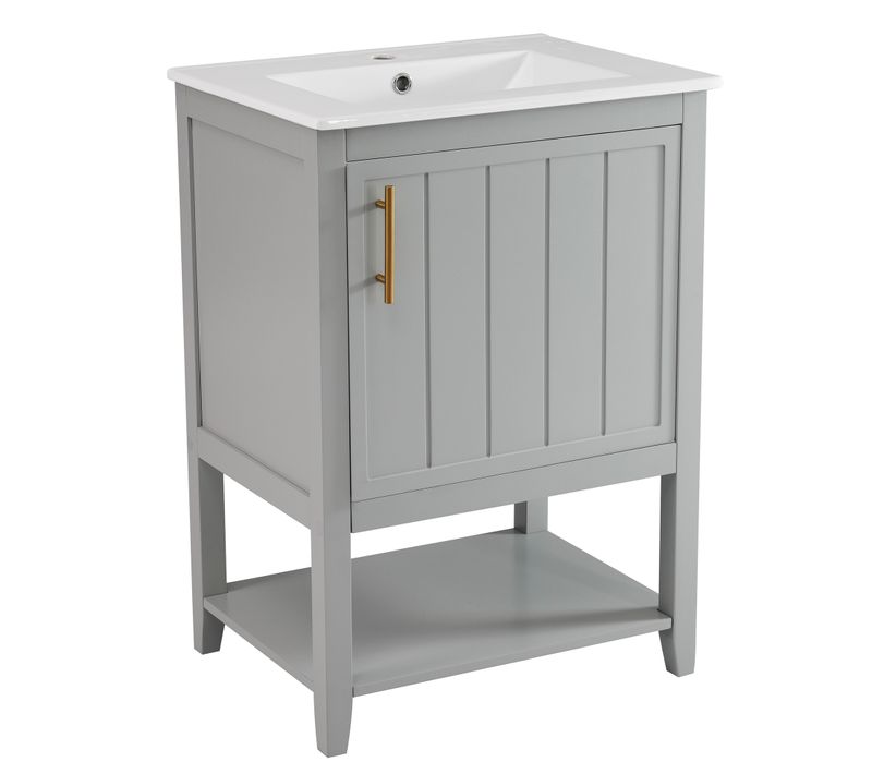 Meuble Sous Vasque 61 Cm Avec Lavabo Céramique Et Rangement Salle De Bain