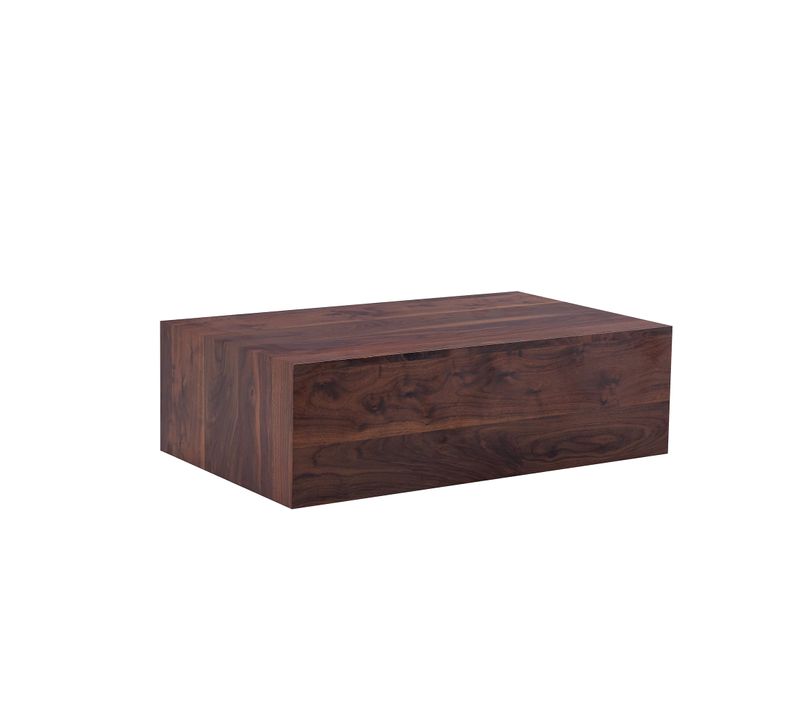 Table Basse Rectangulaire 90 X 50 X 30 Cm, Design Bloc Pour Salon, Bois Foncé