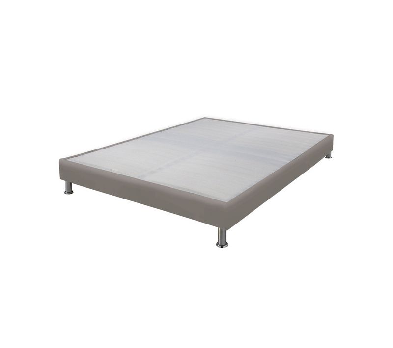 Sommier Tapissier + Jeu De Pieds 160x200 Omega Simili Taupe 2x18 Lattes