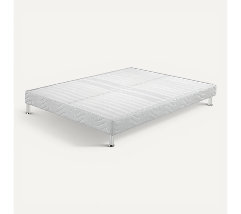 Sommier Tapissier + Jeu De Pieds 160x200 Omega Blanc 2x18 Lattes