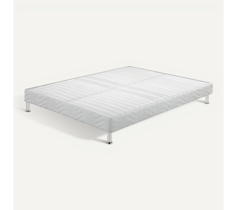 Sommier Tapissier + Jeu De Pieds 120x190 Omega Blanc 2x18 Lattes