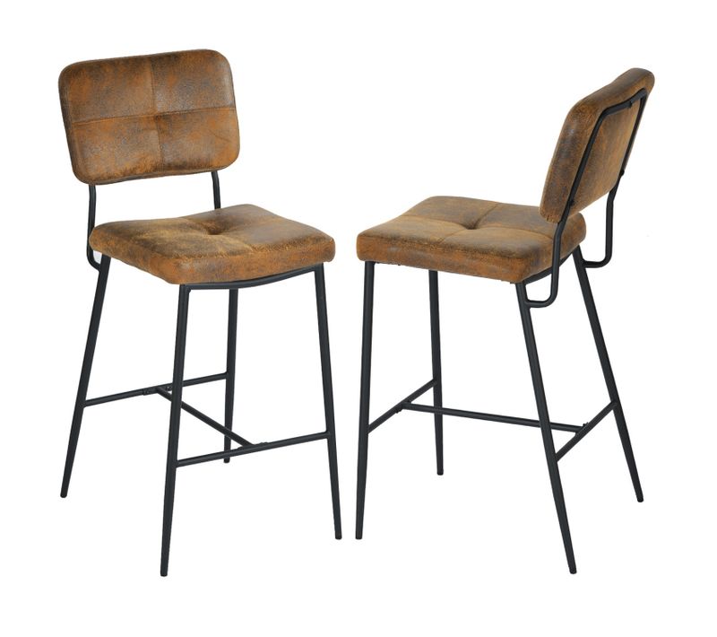 Lot De 2 Tabouret De Bar Siège Rembourrés De 69 Cm De Haut En Suédine Avec Dossier Et Repose-pieds