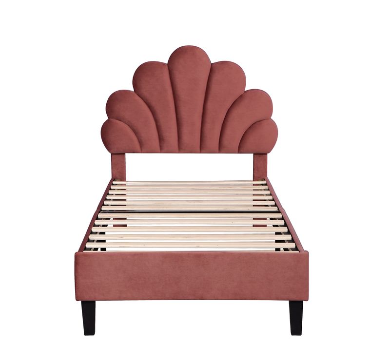 Lit 90x200 Cm Avec Tête De Lit En Forme De Fleur Rose - Sommier à Lattes