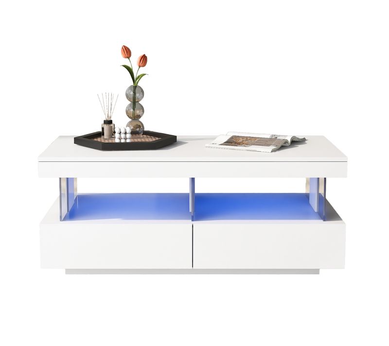 Table Basse LED Plateau De Table Durable, Résistant Aux Rayures Et Lisse 100 Cm Blanc