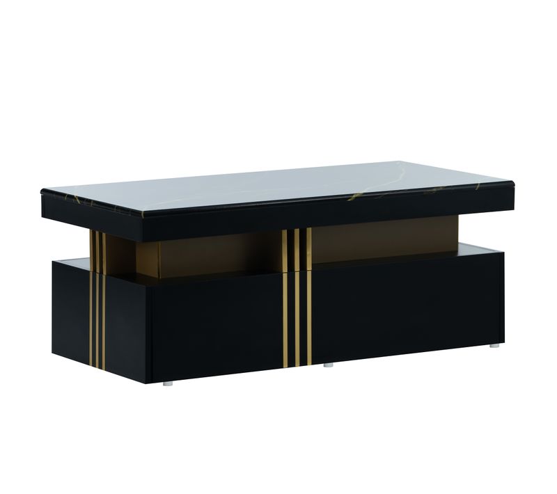 Table Basse Avec 2 Tiroirs 100 Cm Noir