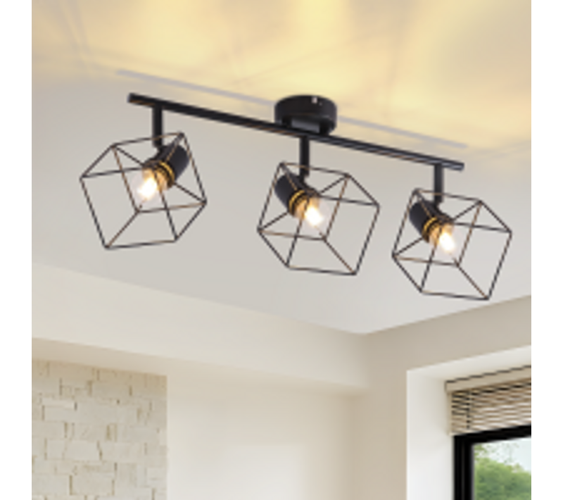 Spot De Plafond 3 Flammes 350° Orientable Vintage Métal Plafonnier Salon