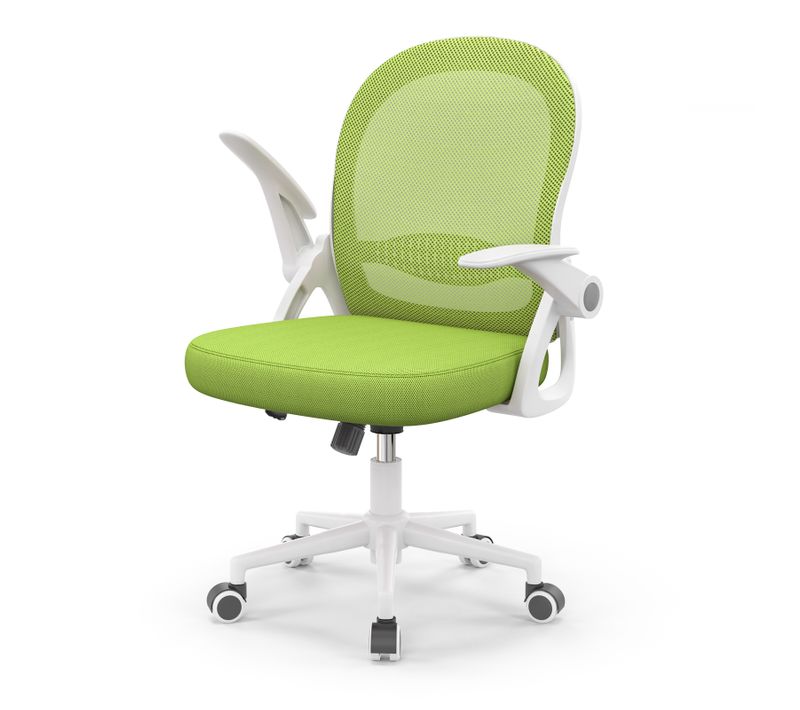 Chaise De Bureau Ergonomique En Maille, Accoudoirs Relevables, Support Lombaire - Vert