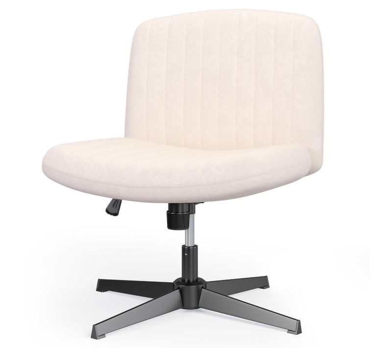 Chaise De Bureau Pivotante En Velours, Sans Accoudoirs, Hauteur Réglable - Beige