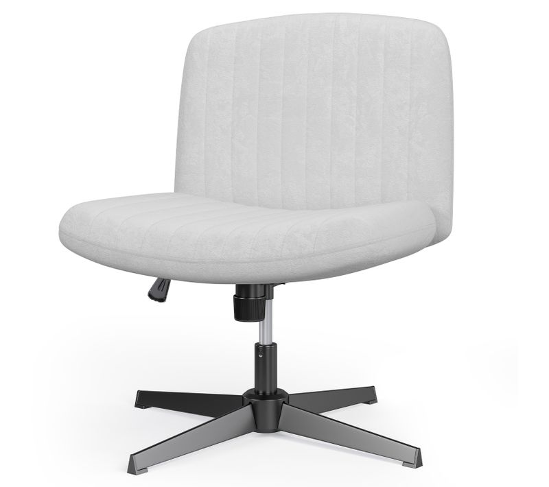 Chaise De Bureau Pivotante En Velours, Sans Accoudoirs, Hauteur Réglable - Gris