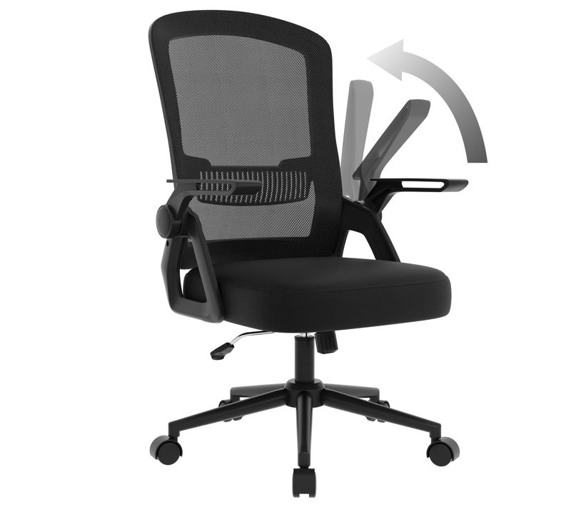 Fauteuil De Bureau, Chaise Ergonomique, Pivotant, Réglable En Hauteur - Noir