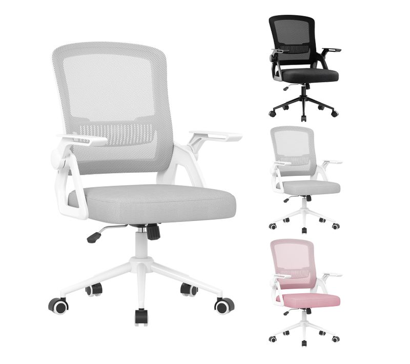 Fauteuil De Bureau, Chaise Ergonomique, Pivotant, Réglable En Hauteur - Gris