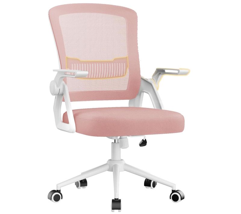 Fauteuil De Bureau, Chaise Ergonomique, Pivotant, Réglable En Hauteur - Rose