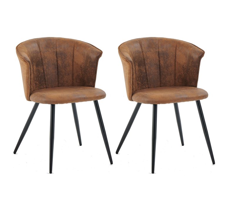 Lot De 2 Chaises De Salle À Manger Vintage Fauteuil Assise Et Dossier Rembourrée En Suédine