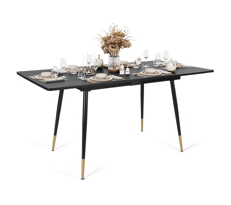 Table De Salle À Manger Extensible 4 A 6 Personnes 120-160x80x75cm, Noir