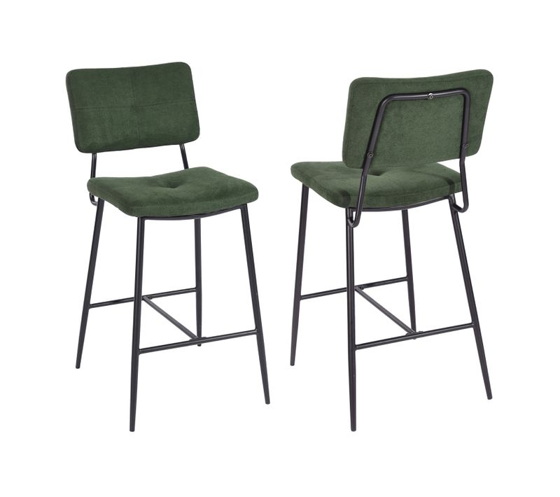 Lot De 2 Tabouret De Bar Siège Rembourrés De 69 Cm De Haut Avec Dossier Et Repose-pieds