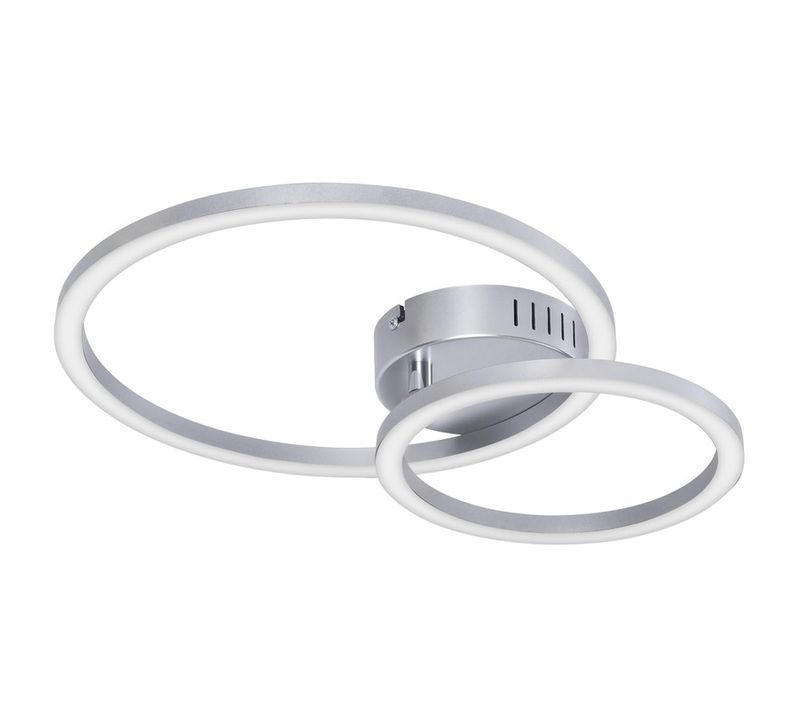 Plafonnier LED Pour Salon 4000k 23w Plafonnier Moderne 40cm Argent 2 Anneaux Pour Cuisine Couloir