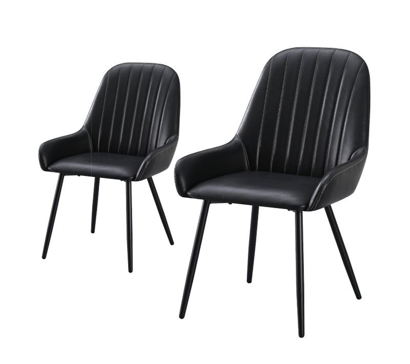 Lot De 2 Chaises PU De Salle à Manger, Tapissées Avec Dossier, Chaises De Cuisine Vintage