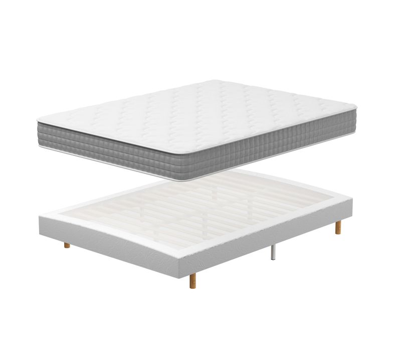 Ensemble Matelas Mousse 160x200 Cm Epaisseur 20 cm + Sommier déco