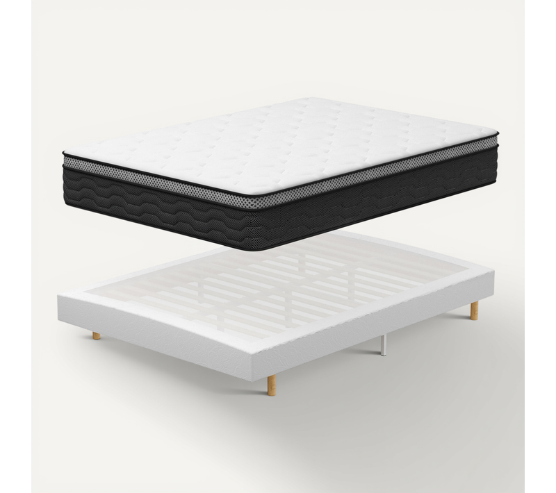 Ensemble Matelas Ressorts 140x190 Cm Epaisseur 25 cm + sommier déco