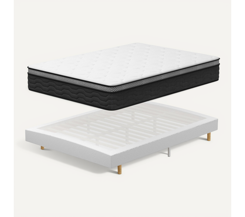 Ensemble Matelas Ressorts 160x200 cm Epaisseur 25 cm + Sommier déco