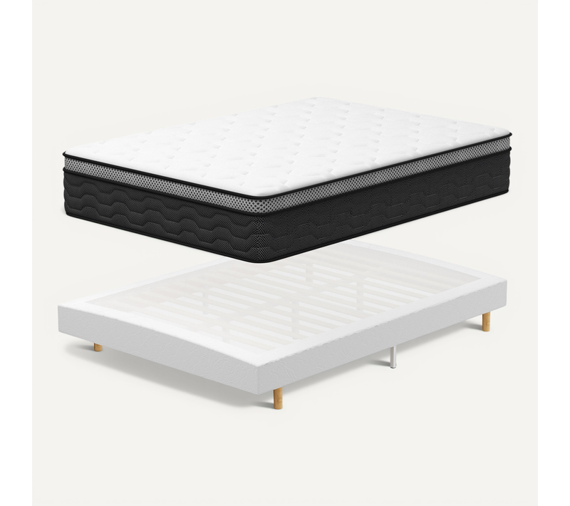 Ensemble Matelas + Sommier 140x190 Cm, épaisseur Du Matelas 30cm