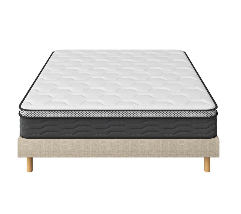 Ensemble Matelas Ressorts 160x200 cm Épaisseur 20 cm + Sommier Bois Peuplier
