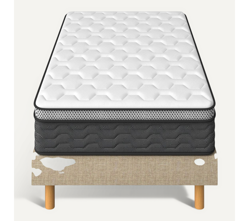 Ensemble Matelas Ressorts 90x190 Cm Epaisseur 30 Cm + Sommier Déco