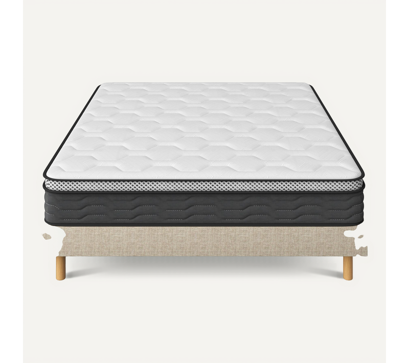 Ensemble Matelas Ressorts 140x190 Cm Epaisseur 30 Cm + Sommier Déco