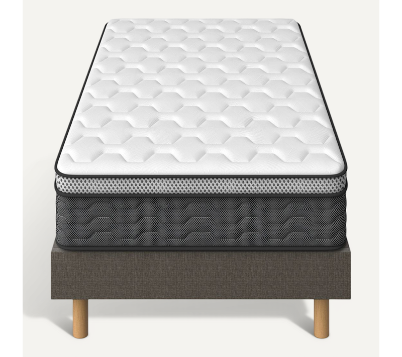 Ensemble Matelas Ressorts 90x190 Cm Epaisseur 25 Cm + Sommier Déco