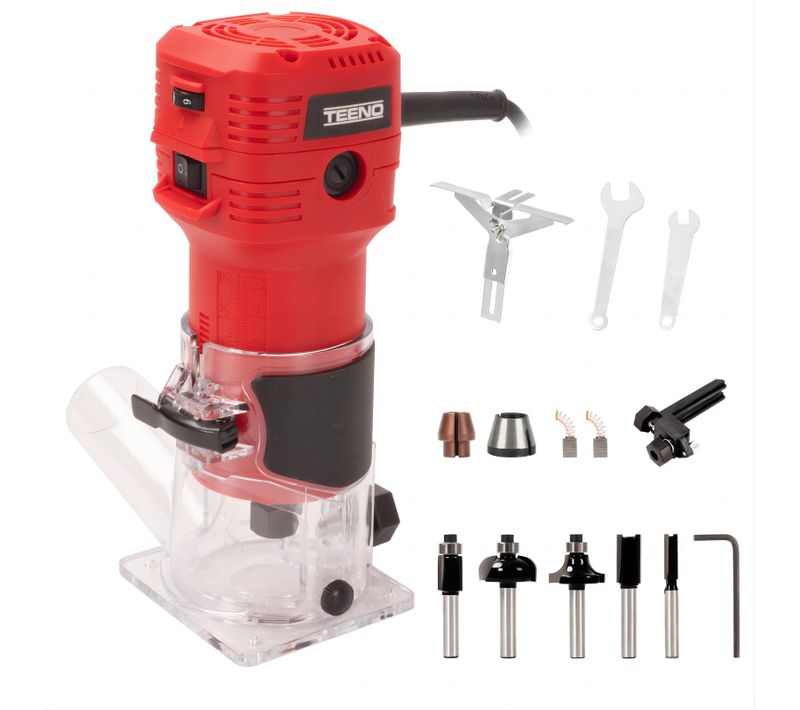 Affleureuse électrique 650w 15000-32000 Rpm Avec Housse Anti Poussière, Affleureuse à Bois Avec 5