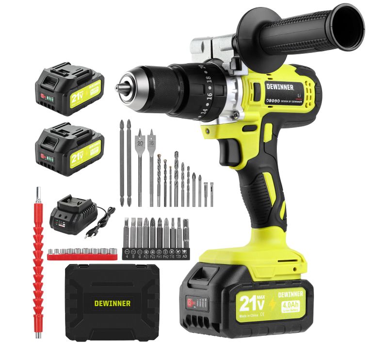 Tournevis Sans Fil 21v, Batterie 4.0ah, 90 Nm, Réglage De Couple 20+3, Mandrin 13mm, Vert