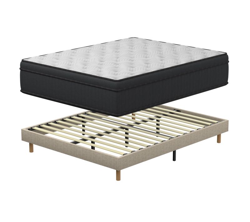 Ensemble Matelas ressort 140x190 cm Accueil Mémoire De Forme Epaisseur 25 cm + Sommier