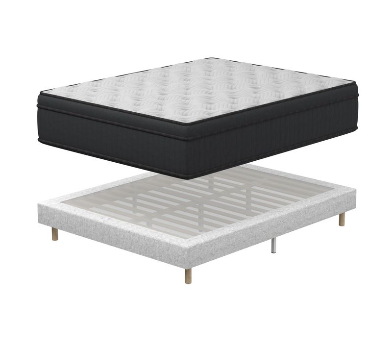 Ensemble Matelas Ressorts + Sommier 160x200 Cm, Accueil Mémoire De Forme, épaisseur 25cm