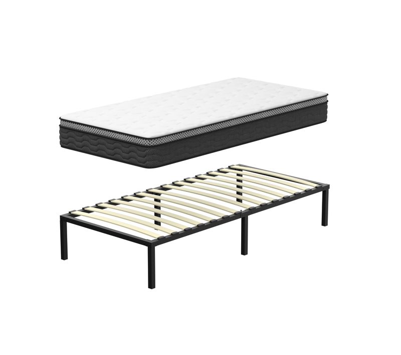 Ensemble Matelas Ressort 90x190 Cm, épaisseur 25cm + cadre à lattes