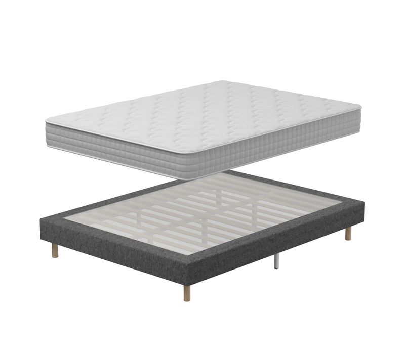 Ensemble Matelas ressort ensachés 180x200cm Epaisseur 20cm + Sommier tapissier, 9 pieds fournis