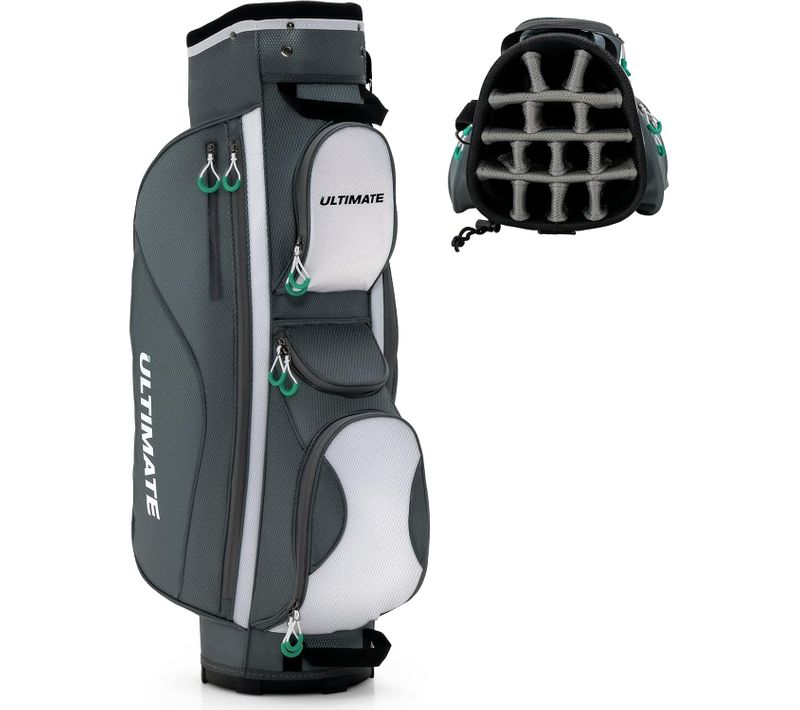 Sac De Golf Chariot Portable Pour 14 Clubs Avec 7 Poches Zippées Et Capuche (modèle3-gris)