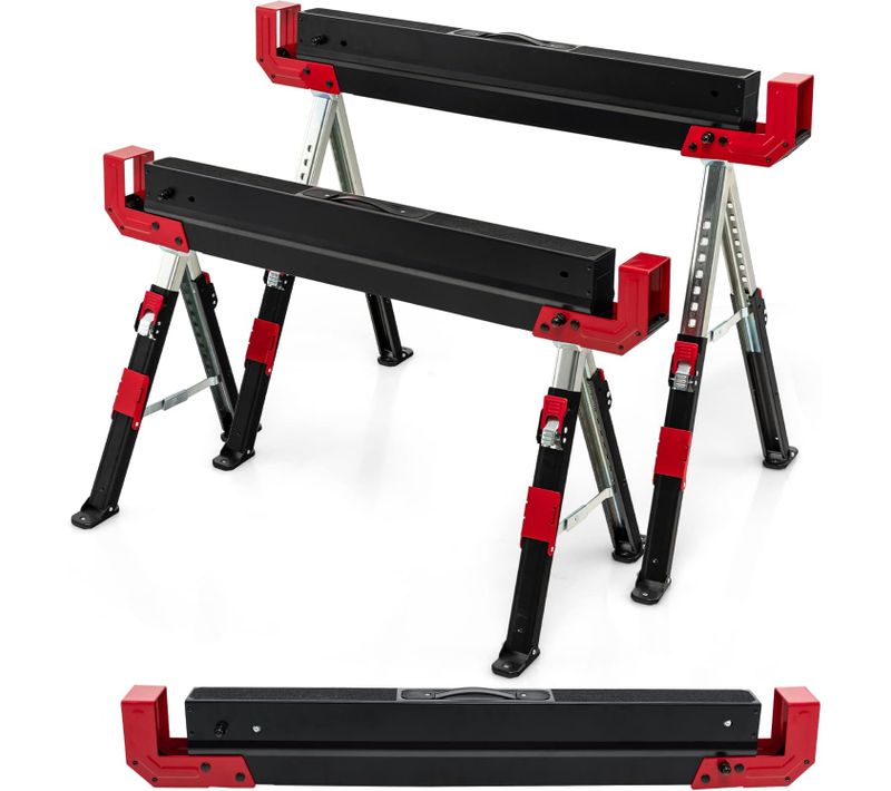 Lot De 2 Tréteaux Métalliques Robuste Stable,  Grand Support Jusqu’à 1180kg