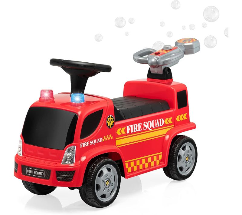 Camion De Pompiers à Pousser Pour Enfants, Voiture à Pousser Pour Tout-petit Qui Fait Des Bulles, M