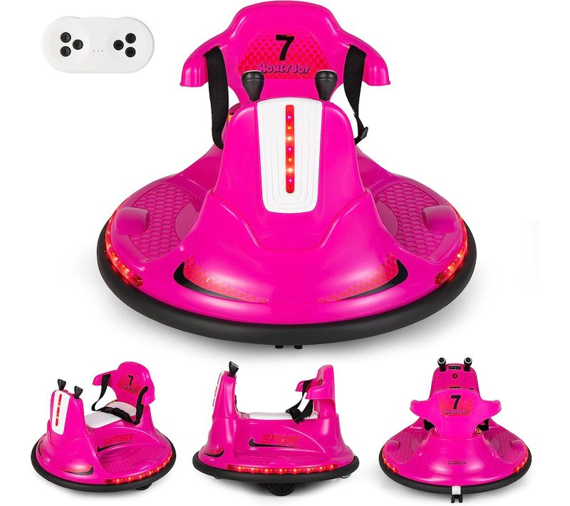 Auto-tamponneuse Electrique Enfants Avec Télécommande 2.4g ,voiture Tournante Bébé avec Lumière,Rose