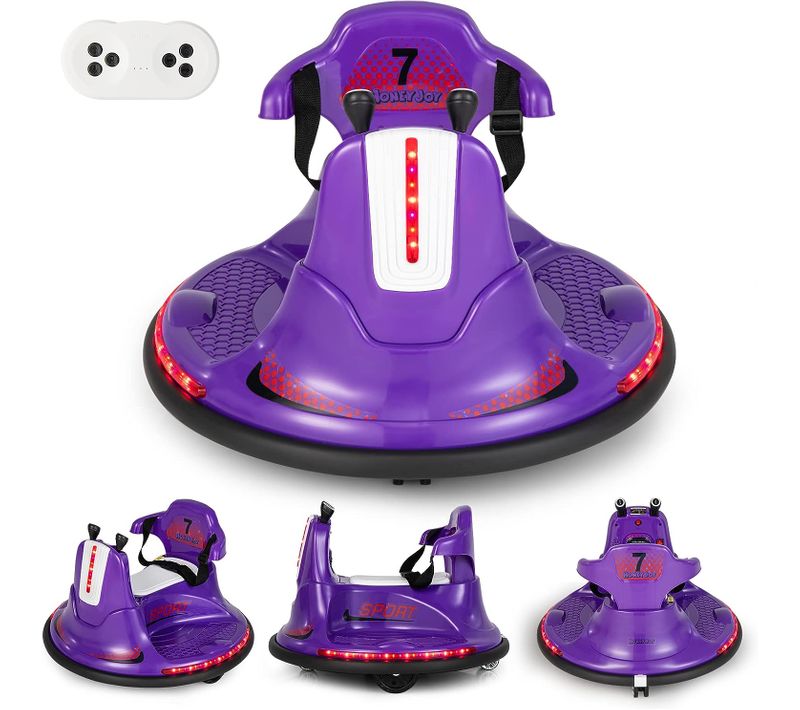 Auto-tamponneuse Electrique Enfants Avec Télécommande 2.4g ,voiture Tournante avec Lumière,Violet