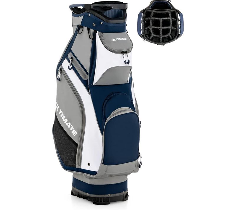 Sac De Golf Chariot Portable Pour 14 Clubs Avec 7 Poches Zippées , Bleu