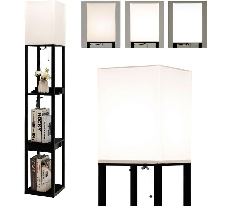 Lampadaire Sur Pied Salon Moderne Avec LED E27 Variable De 5000k Et 1 Port USB, Lampe Salon