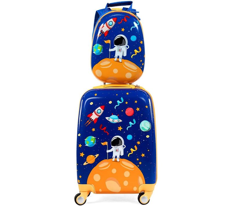 Valise Enfants 18" Et Sac à Dos 12" Avec Poignée Télescopique Et Avec Motif Astronaute