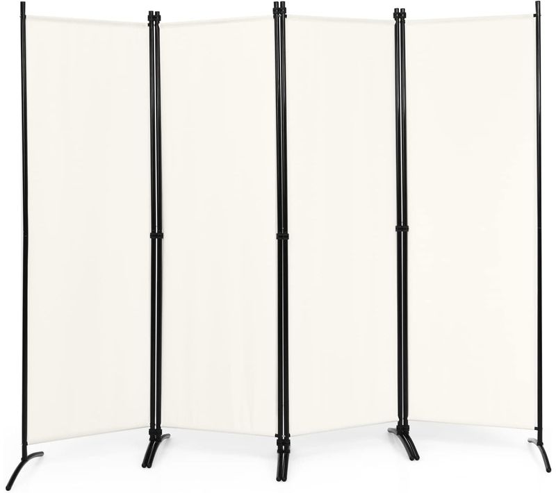 Paravent Intérieur à 4 Panneaux Pliable Détachables 220x173 Cm/cloison De Séparation Cadre En Fer F