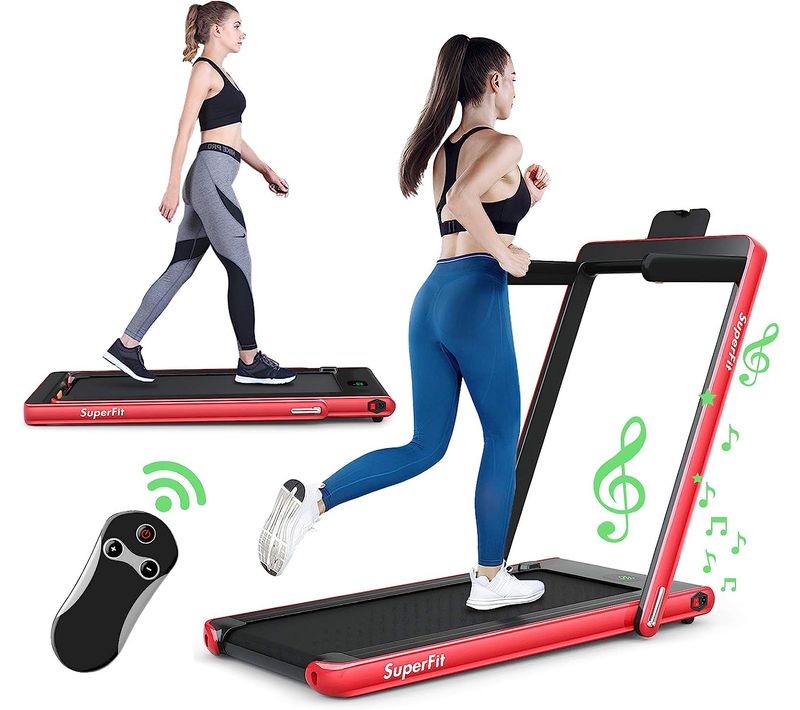 Tapis De Course Electrique Pliable, Moteur 600w, Vitesse Ajustable De 1 à 12 Km/h, Rouge